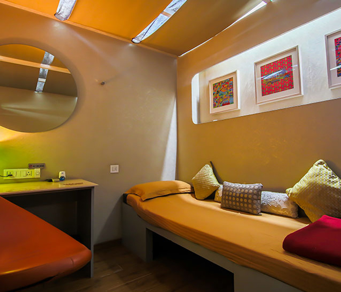 Image of the inside of snooze pod and conveniences