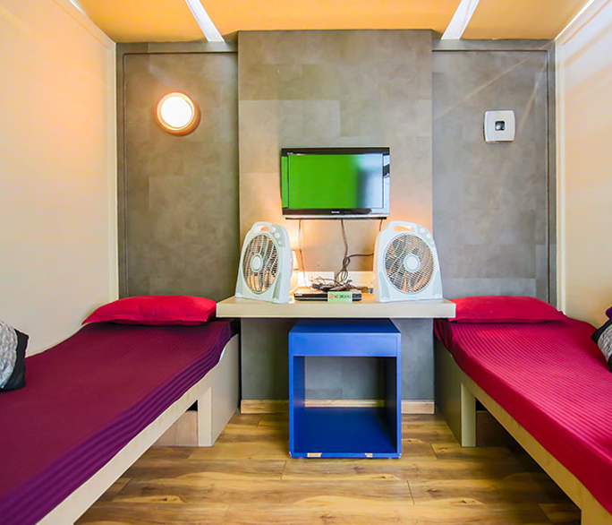 Image of the inside of snooze pod and conveniences