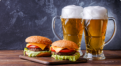 Image of burgers and beer